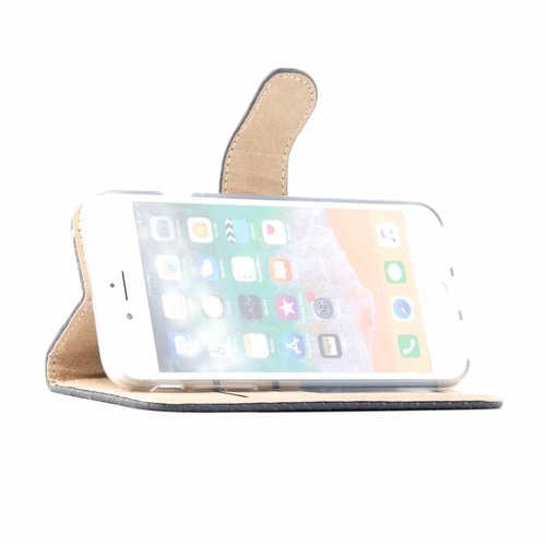 Schubben design Lederen Bookcase hoesje voor de Apple iPhone 7 - Zwart