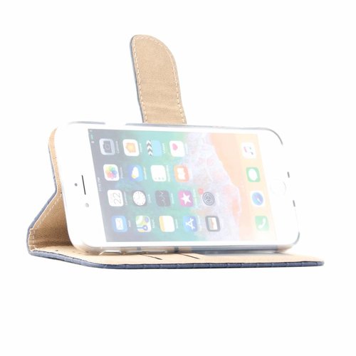 Schubben design Lederen Bookcase hoesje voor de Apple iPhone 7 - Donkerblauw