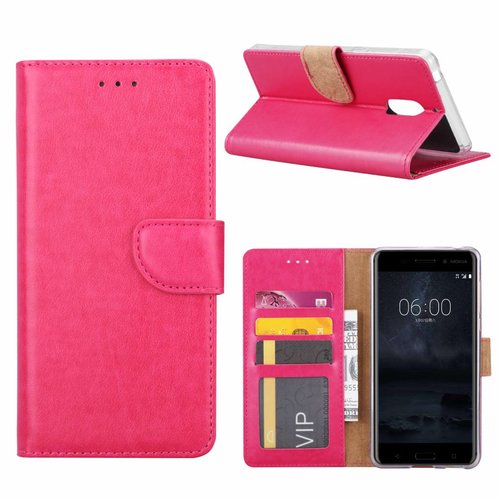 Bookcase Nokia 6 hoesje - Roze
