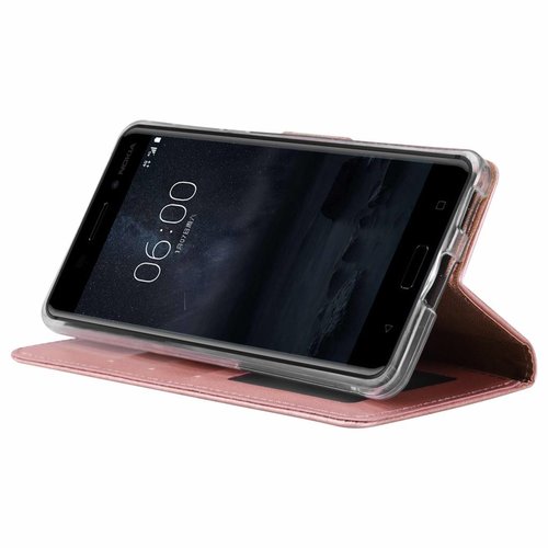 Bookcase Nokia 6 hoesje - Rosé Goud