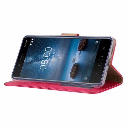 Bookcase Nokia 8 hoesje - Roze