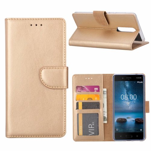 Bookcase Nokia 8 Sirocco hoesje - Goud