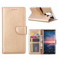 Bookcase Nokia 8 Sirocco hoesje - Goud