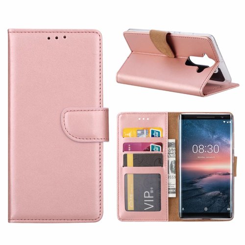 Bookcase Nokia 8 Sirocco hoesje - Rosé Goud