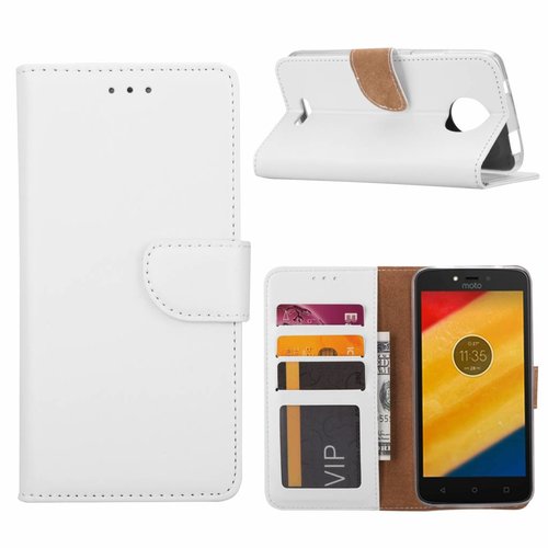 Bookcase Motorola Moto C hoesje - Wit