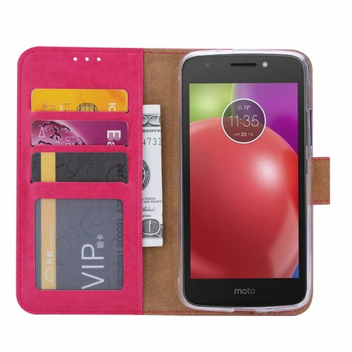 Bookcase Motorola Moto E4 hoesje - Roze