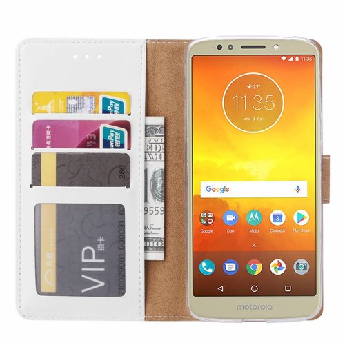 Bookcase Motorola Moto E5 hoesje - Wit