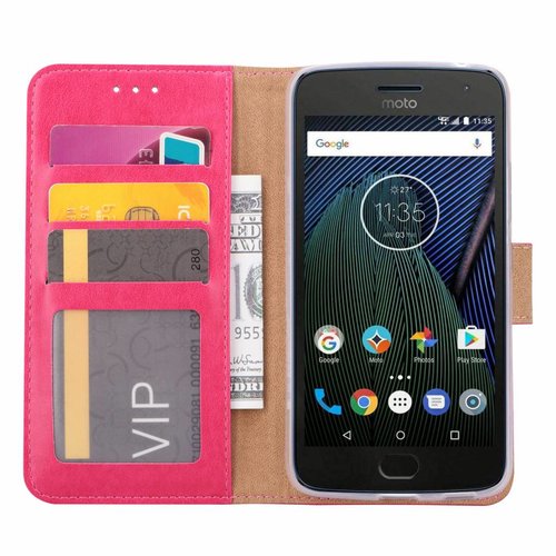 Bookcase Motorola Moto G5 hoesje - Roze