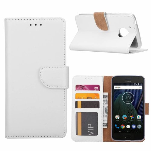 Bookcase Motorola Moto G5 hoesje - Wit