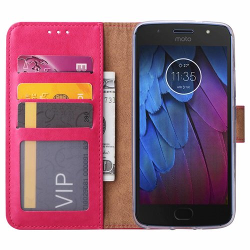 Bookcase Motorola Moto G5S hoesje - Roze