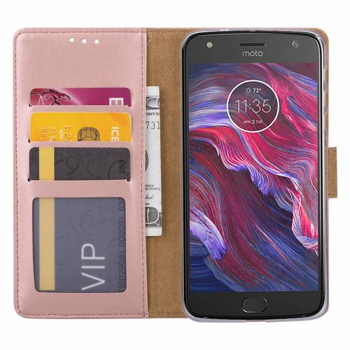 Bookcase Motorola Moto X4 hoesje - Rosé Goud