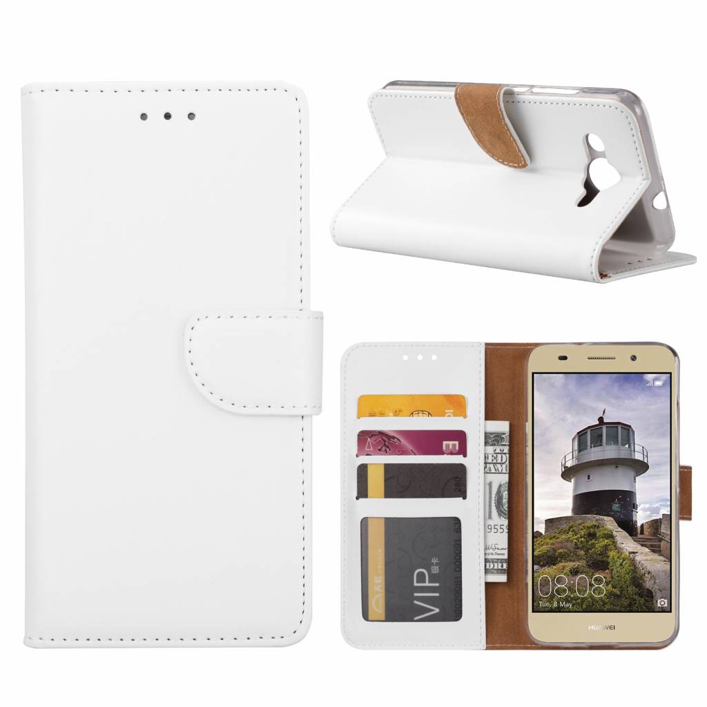 aanplakbiljet blootstelling Pelmel Bookcase Huawei Y3 2018 hoesje - Wit - Diamtelecom