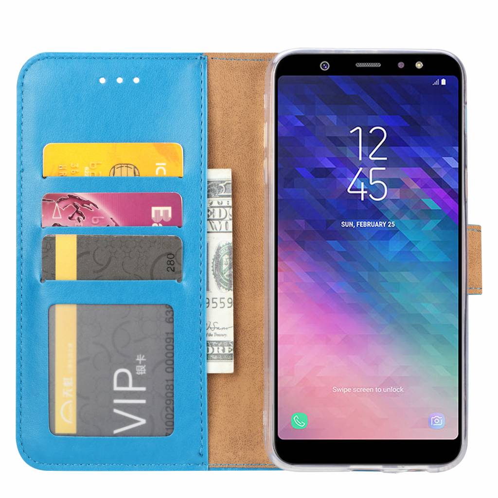boot Maan oppervlakte Familielid Bookcase Samsung Galaxy A6 Plus 2018 hoesje - Blauw - Diamtelecom