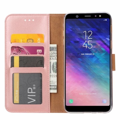 Bookcase Samsung Galaxy A6 Plus 2018 hoesje - Rosé Goud