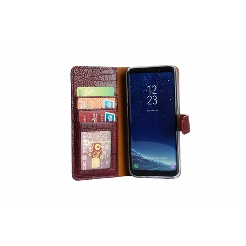 Krokodillen design Lederen Bookcase hoesje voor de Samsung Galaxy S8 Plus - Bordeauxrood