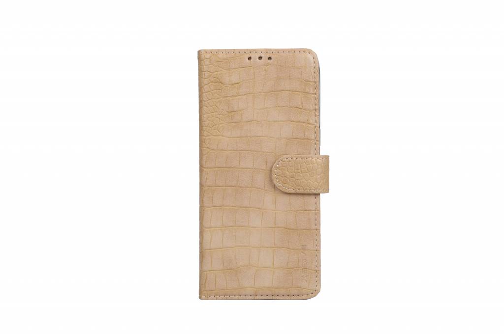 Voetzool Array Peave Krokodillen design Lederen Bookcase hoesje voor de Samsung Galaxy S8 -  Zandcrème - Diamtelecom