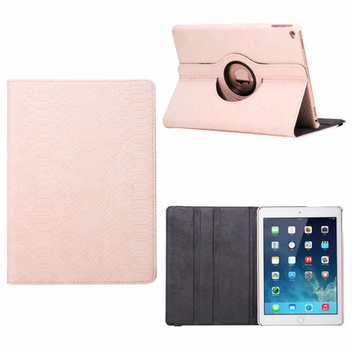 Schubben design Lederen Roterende hoes voor de Apple iPad Air 2 9.7 inch - Lichtroze