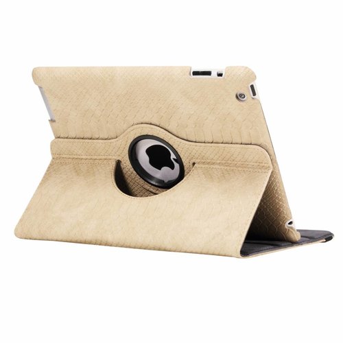 Schubben design Lederen Roterende hoes voor de Apple iPad Air 2 9.7 inch - Zandcrème