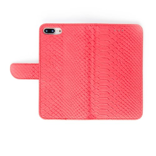 Schubben design Lederen Bookcase hoesje voor de Apple iPhone 8 Plus - Rood