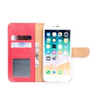 Schubben design Lederen Bookcase hoesje voor de Apple iPhone 8 Plus - Rood