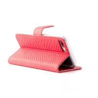 Schubben design Lederen Bookcase hoesje voor de Apple iPhone 8 Plus - Rood