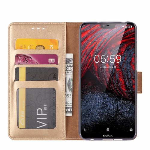 Bookcase Nokia 6.1 Plus hoesje - Goud