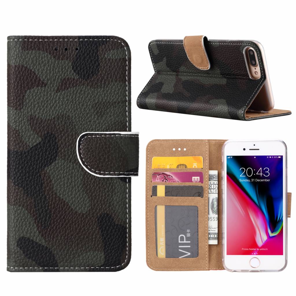Inconsistent Heer krijgen Leger Camouflage print lederen Bookcase hoesje voor de Apple iPhone 7 Plus  - Diamtelecom