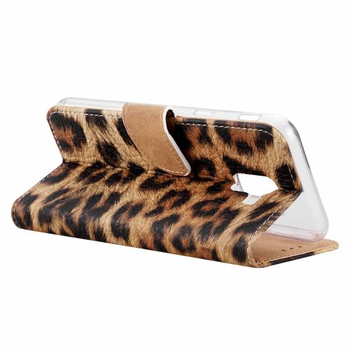 Panter print lederen Bookcase hoesje voor de Samsung Galaxy J6 2018