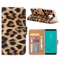 Panter print lederen Bookcase hoesje voor de Samsung Galaxy J6 2018