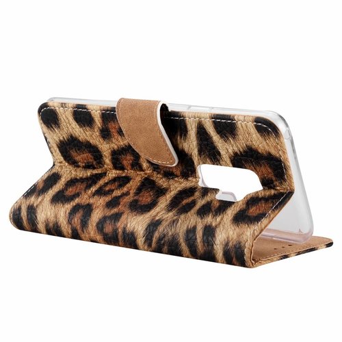 Panter print lederen Bookcase hoesje voor de Samsung Galaxy S9 Plus