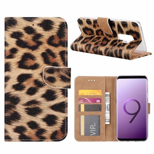 Panter print lederen Bookcase hoesje voor de Samsung Galaxy S9 Plus