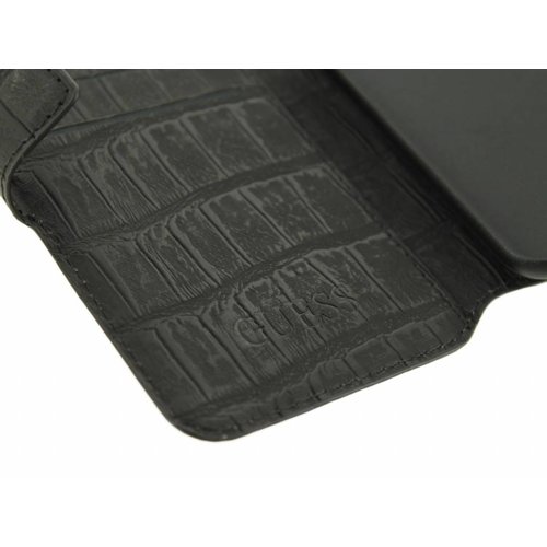 Guess Originele Croco Bookcase Hoesje voor de Apple iPhone 14 Pro Max - Zwart