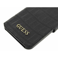 Guess Originele Croco Bookcase Hoesje voor de Apple iPhone 14 Pro Max - Zwart