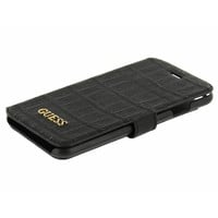 Guess Originele Croco Bookcase Hoesje voor de Apple iPhone 14 Pro Max - Zwart