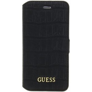 Guess Originele Croco Bookcase Hoesje voor de Apple iPhone 14 Pro Max - Zwart