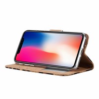 Panter print lederen Bookcase hoesje voor de Apple iPhone XS