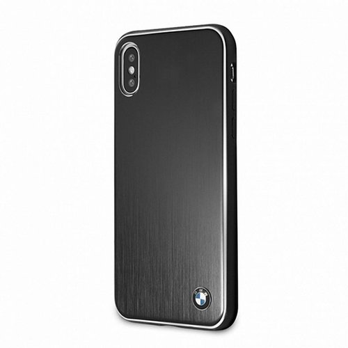 BMW Originele Brushed Aluminium Back Cover Hoesje voor de Apple iPhone X / XS - Zwart