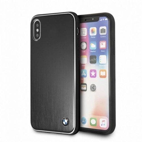 BMW Originele Brushed Aluminium Back Cover Hoesje voor de Apple iPhone X / XS - Zwart