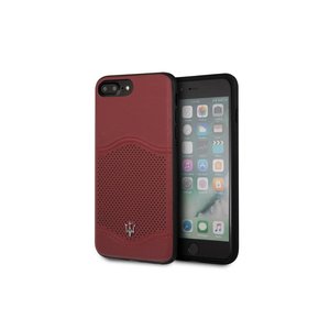 Maserati Originele Koningsleer Back Cover Hoesje voor de Apple iPhone 6 Plus / 6S Plus /  7 Plus / 8 Plus - Bordeauxrood