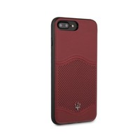 Maserati Originele Koningsleer Back Cover Hoesje voor de Apple iPhone 6 Plus / 6S Plus /  7 Plus / 8 Plus - Bordeauxrood