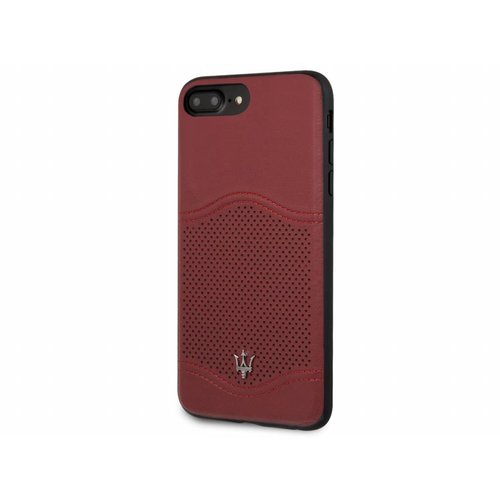 Maserati Originele Koningsleer Back Cover Hoesje voor de Apple iPhone 6 Plus / 6S Plus /  7 Plus / 8 Plus - Bordeauxrood