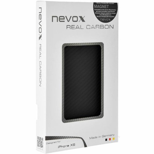 Nevox Originele Magnet Carbon Back Cover Hoesje voor de Apple iPhone XS - Zwart