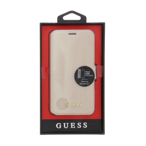 Guess Originele Saffiano Collection Bookcase hoesje voor de Samsung Galaxy S7 - Beige