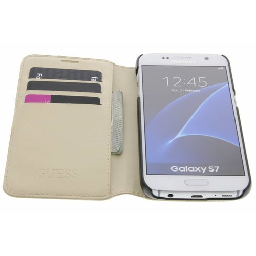 Guess Originele Saffiano Collection Bookcase hoesje voor de Samsung Galaxy S7 - Beige