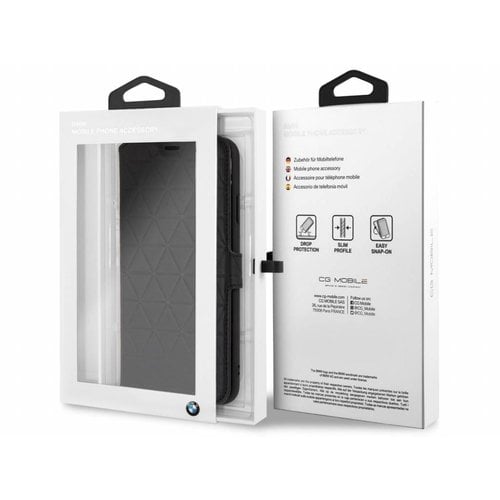 BMW Originele Hexagon Folio Bookcase Hoesje voor de Apple iPhone XS Max - Zwart