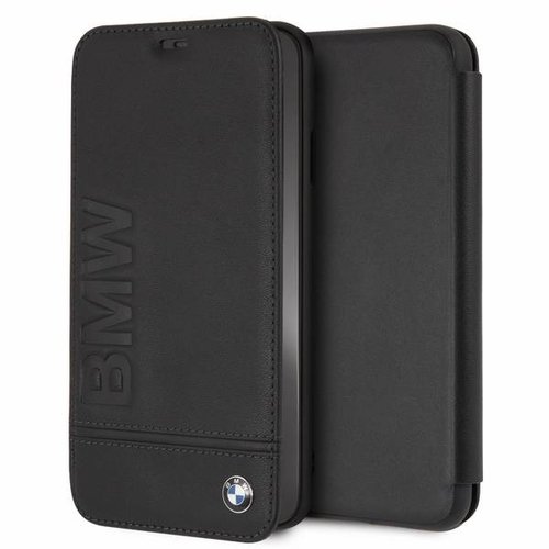 BMW Originele Signature Debossed Logo Folio Bookcase voor de Apple iPhone XS Max - Zwart