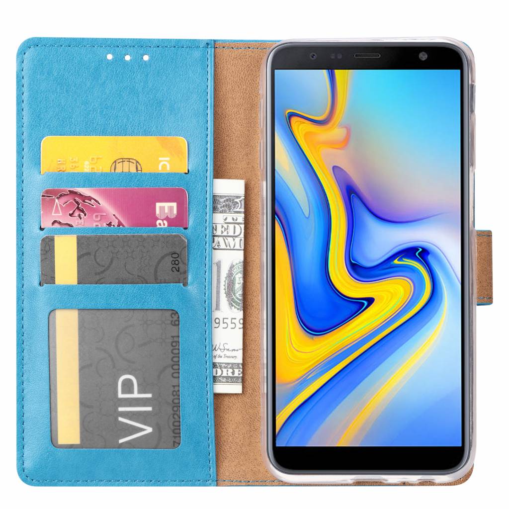 vitaliteit mixer rand Bookcase Samsung Galaxy J6 Plus 2018 hoesje - Blauw - Diamtelecom
