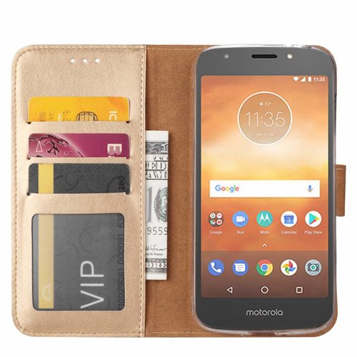 Bookcase Motorola Moto E5 Play hoesje - Goud