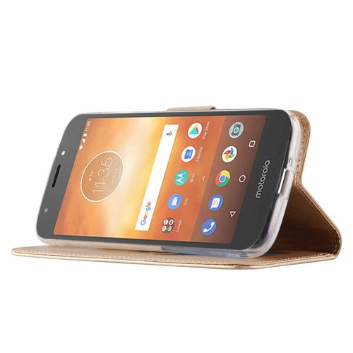 Bookcase Motorola Moto E5 Play hoesje - Goud