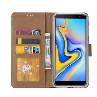 Panter print lederen Bookcase hoesje voor de Samsung Galaxy J6 Plus 2018